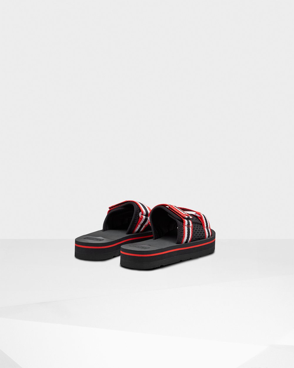 Hunter Original Flatform Beach Slides - Buy Womens Black/White/Red - RDPITO523